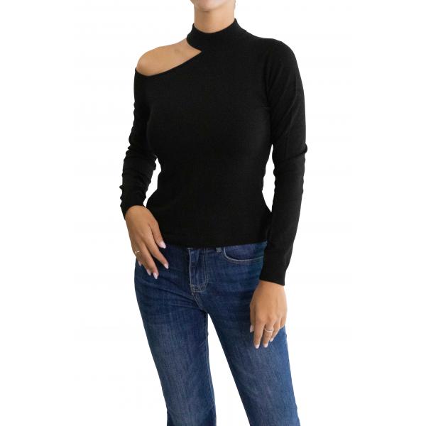 Maglia con scollo laterale tinta unita